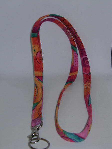 Whimsical Lanyard / Peach, Teal, Pink & Metallic Gold / Trendy Key Chain, Key Fob, Cell Phone Wristlet - Bow Tie Expressions