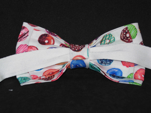 Donut Bow tie / Colorful Iced Donuts on White / Pre-tied Bow tie