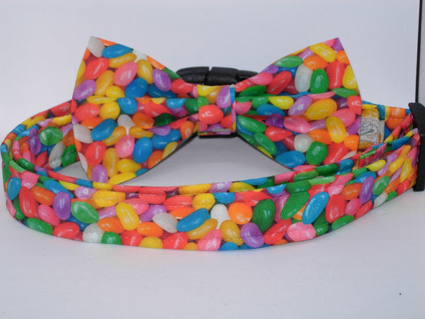 Jelly Bean Dog Collar / Colorful Easter Candy / Matching Dog Bow tie