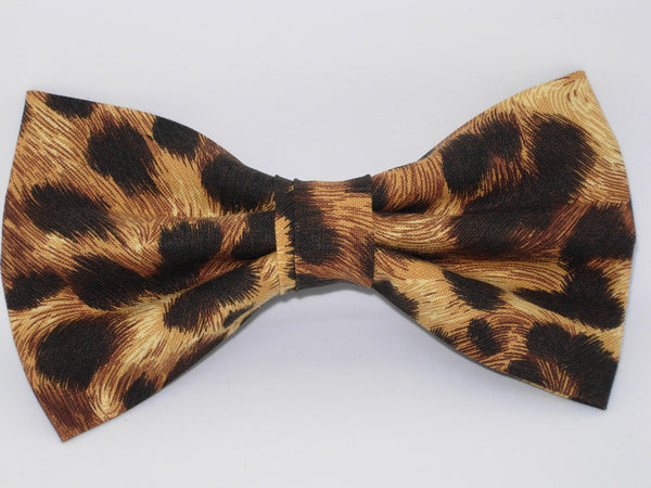 Leopard Print Bow tie / Brown Leopard Spots on Tan / Pre-tied Bow tie