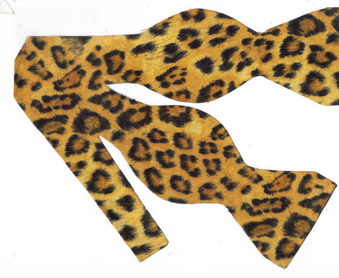 Leopard Print Bow tie / Black & Brown Leopard Spots on Gold / Self-tie & Pre-tied Bow tie - Bow Tie Expressions