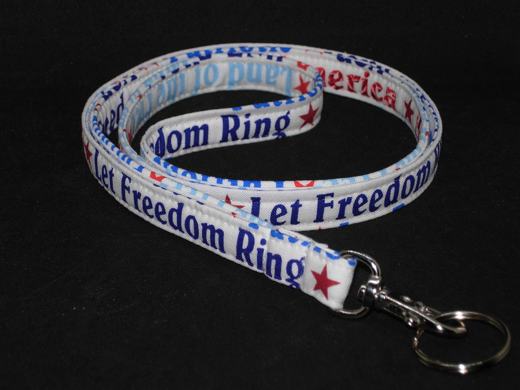 Proud American Lanyard / Let Freedom Ring / 4th of July / Military Key Chain, USA Key Fob, Cell Phone Wristlet - Bow Tie Expressions