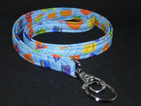Teacher Lanyard / Letter Tiles on Light Blue / Back to School / Key Chain, Key Fob, Cell Phone Wristlet - Bow Tie Expressions