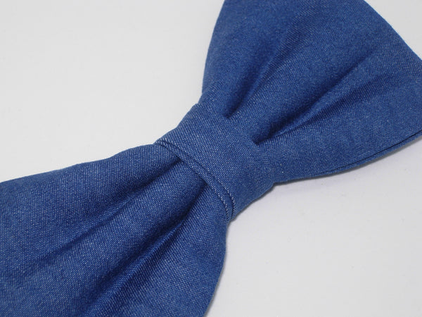 Denim Bow tie / Lightweight Blue Denim / Blue Jeans / Pre-tied Bow tie