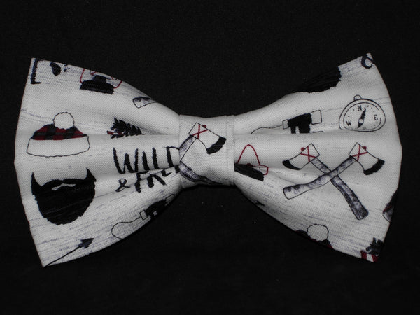 Wild Man Bow Tie / Lumberjack with Beard / Hunting, Camping, Axes, Canoes / Pre-tied, Bow tie