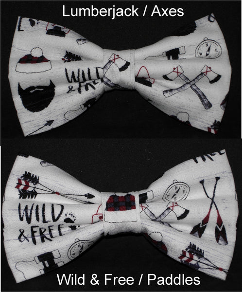 Wild Man Bow Tie / Lumberjack with Beard / Hunting, Camping, Axes, Canoes / Pre-tied, Bow tie