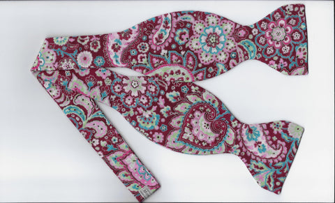 Red & Silver Paisley / Burgundy Red & Pink / Metallic Silver / Self-tie & Pre-tied Bow tie