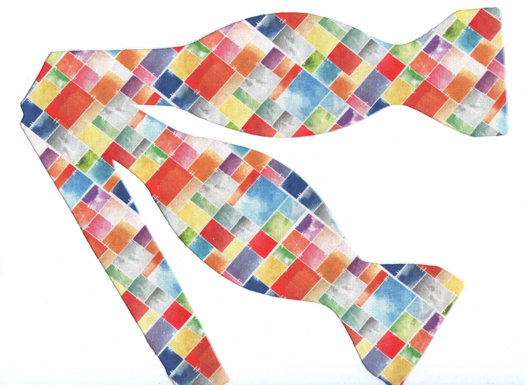 Trendy Tiles Bow tie / Colorful Mosaic of Tiles / Self-tie & Pre-tied Bow tie