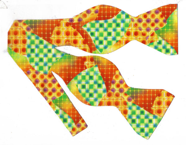 MOSAIC MEDLEY BOW TIE - RED, ORANGE, GREEN & YELLOW IN AN ABSTRACT DESIGN - Bow Tie Expressions