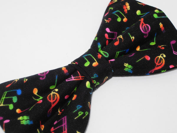 Music Bow tie / Neon Musical Notes on Black / Self-tie & Pre-tied Bow tie - Bow Tie Expressions