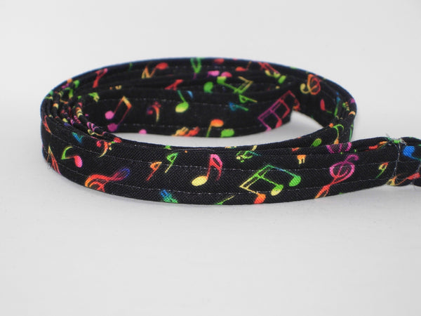 Music Lanyard / Neon Musical Notes on Black / Musician Key Chain, Key Fob, Cell Phone Wristlet