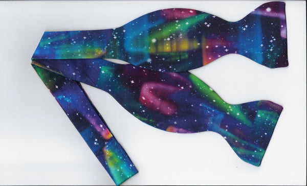 Galaxy Bow Tie / Northern Lights & Stars / Deep Space Blue / Self-tie & Pre-tied Bow tie