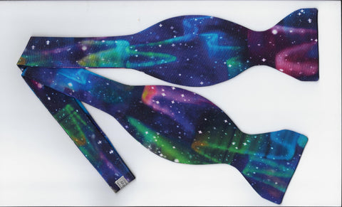 Galaxy Bow Tie / Northern Lights & Stars / Deep Space Blue / Self-tie & Pre-tied Bow tie
