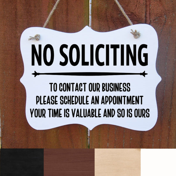 No Soliciting Sign for Business, Our time is Valuable, Schedule an Appointment, Wood Sign for Front Door, Working from Home, Small Business