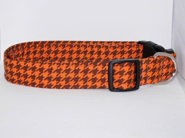 Houndstooth Dog Collar / Brown & Orange Houndstooth / Autumn Fall Colors / Matching Dog Bow tie
