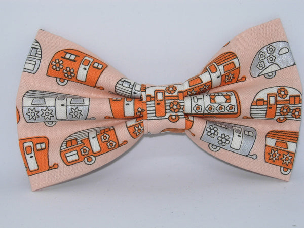 Happy Camper Bow tie / Retro Travel Campers on Orange / Self-tie & Pre-tied Bow tie - Bow Tie Expressions