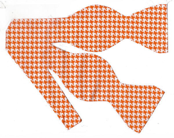 Houndstooth Bow tie / Orange & White Houndstooth / Self-tie & Pre-tied Bow tie - Bow Tie Expressions
