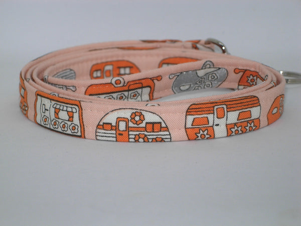 Happy Camper Lanyard / Retro Campers, Orange & Silver / Vacation Key Fob / Cell Phone Wristlet / Retro Key Chain / Cool Key Fob