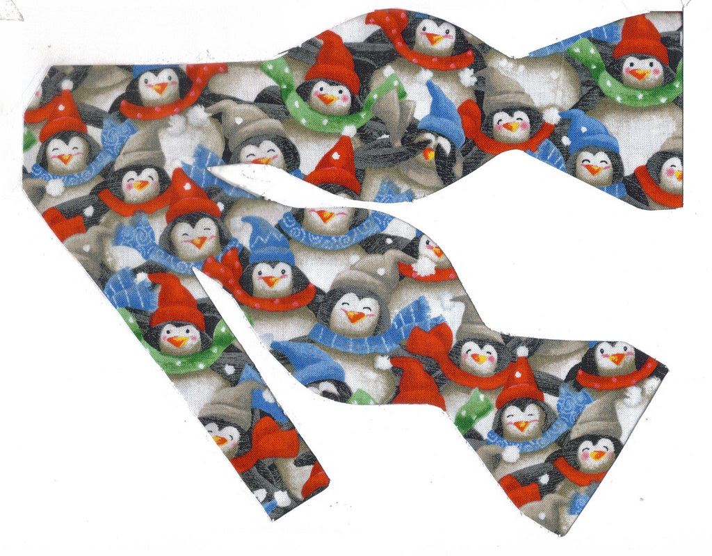 Christmas Bow tie / Happy Winter Penguins / Self-tie & Pre-tied Bow tie - Bow Tie Expressions