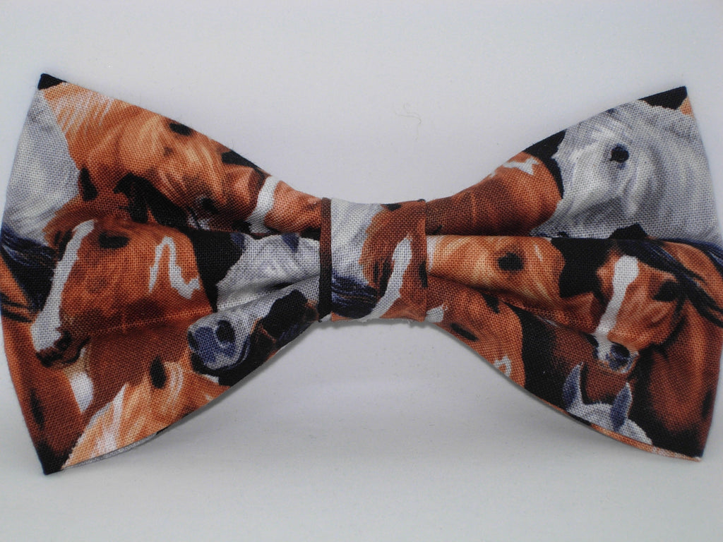 Products Horse Bow tie / Brown & White Horses / Equestrian / Wild Stallion / Pre-tied Bow tie