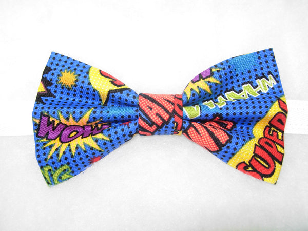 Comic Con Bow tie / Comic Book Action Words on Blue / Self-tie & Pre-tied Bow tie - Bow Tie Expressions