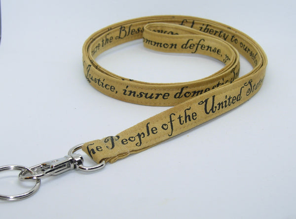 American History Teacher Lanyard / Preamble to the Constitution / Key Chain, Key Fob, Cell Phone Wristlet - Bow Tie Expressions