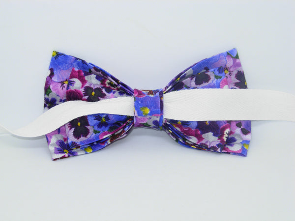 Purple Pansy Bow tie / Purple & Lavender Pansies / Self-tie & Pre-tied Bow tie