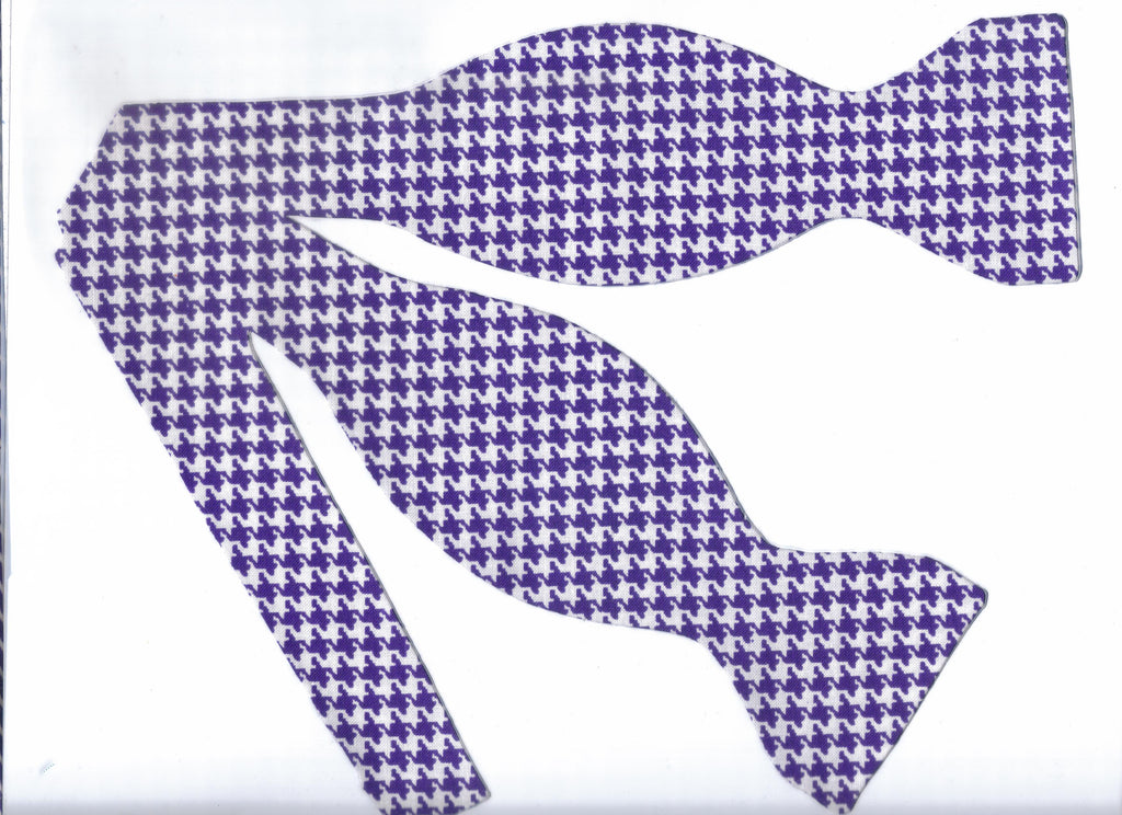 Houndstooth Bow tie / Purple & White Houndstooth / Self-tie & Pre-tied Bow tie