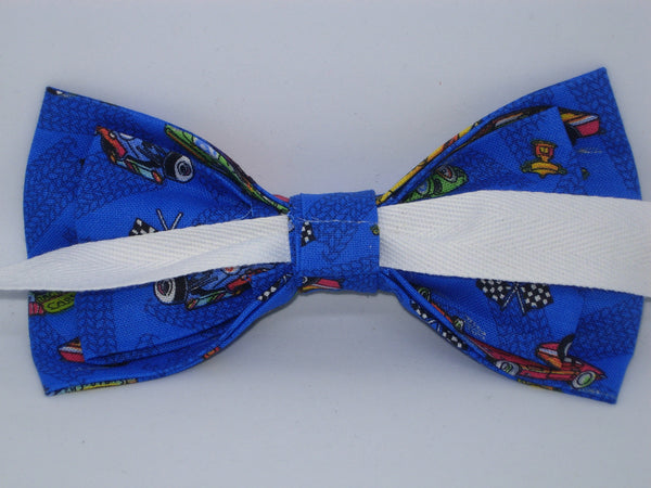 Racing Bow tie / Race Cars on Blue / Drag Racing / NASCAR / Self-tie & Pre-tied Bow tie - Bow Tie Expressions