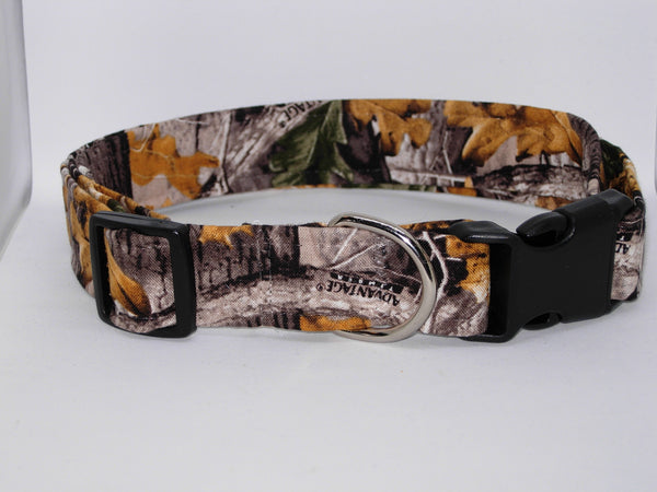 Forest Camo Dog Collar / Trees & Leaves Camouflage / Matching Dog Bow tie