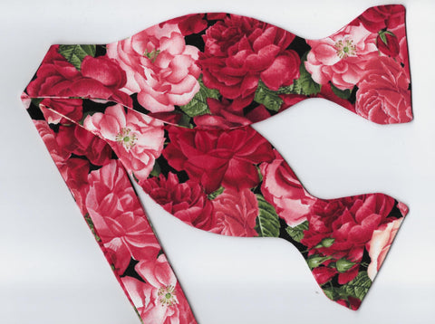 Rose Bouquet Bow tie / Pink & Red Roses / Wedding Bow tie / Self-tie & Pre-tied Bow tie - Bow Tie Expressions