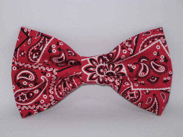 Red Bandana Dog Collar / Country Western / Crimson Red Bandana / Matching Dog Bow tie