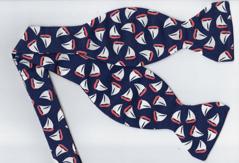 Nautical Bow tie / Mini Sailboats on Navy Blue / Cruise Ship / Self-tie & Pre-tied Bow tie - Bow Tie Expressions