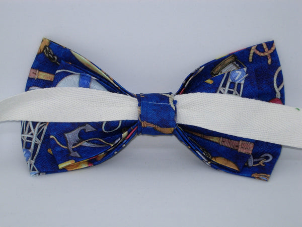 Nautical Bow tie / Sailing Equipment on Navy Blue / Anchors, Ropes, Wheels / Self-tie & Pre-tied Bow tie - Bow Tie Expressions