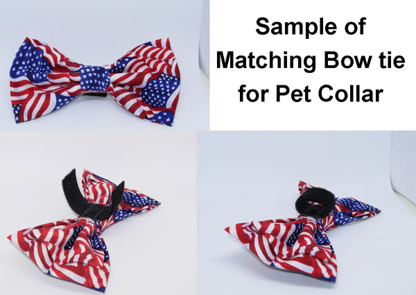 Sweetheart Dog Collar / Sketched Red Hearts on White / Matching Dog Bow tie