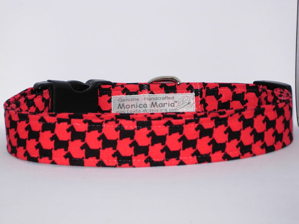 Scottie Dog Collar / Black & Red Pet Collar / Scottish Terrier / Matching Dog Bow tie