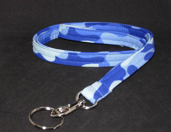 Camo Key Fob / Blue Camo / Military Lanyard, Key Chain, Cell Phone Wristlet