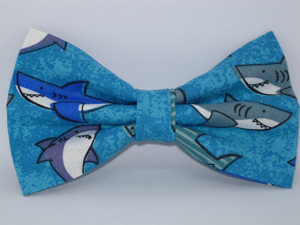 Shark Bow tie / Deep Sea Sharks on Blue / Self-tie & Pre-tied Bow tie