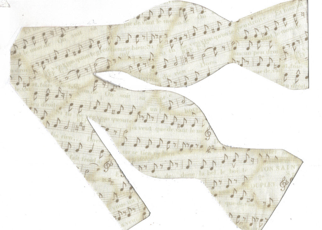Music Bow Tie / Brown Musical Notes on Parchment / Recitals / Self-tie & Pre-tied Bow tie - Bow Tie Expressions