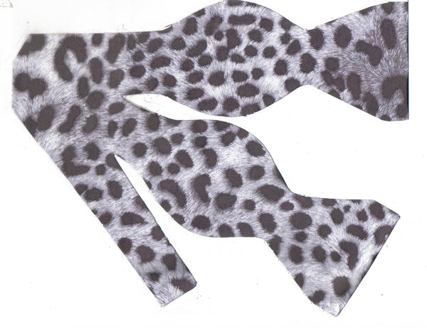 Snow Leopard Print Bow tie / Charcoal Black Spots on White / Self-tie & Pre-tied Bow tie - Bow Tie Expressions