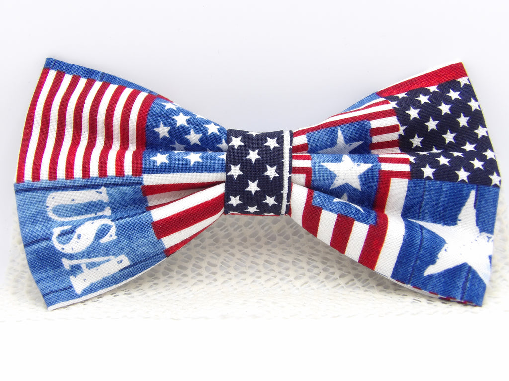 Patriotic Bow tie / USA Stars & Stipes Patchwork / 4th of July / Pre-tied Bow tie