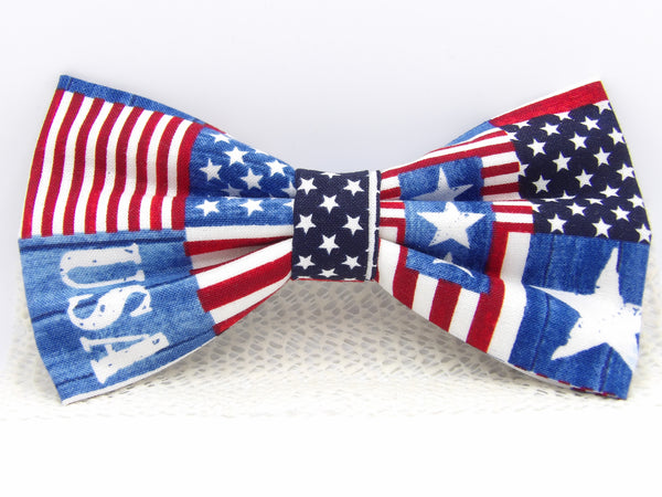 Patriotic Bow tie / USA Stars & Stipes Patchwork / 4th of July / Self-tie & Pre-tied Bow tie