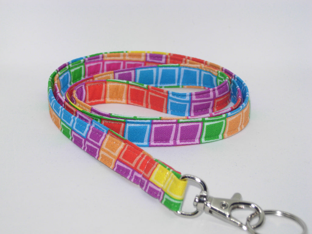 Gamer Lanyard / Tetris Tiles / Video Game Key Chain, Key Fob, Cell Phone Wristlet - Bow Tie Expressions