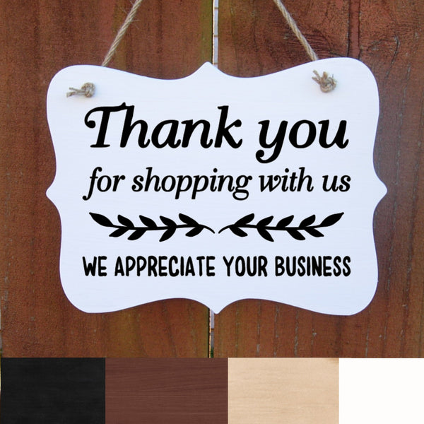Thank you for shopping with us, We appreciate your Business, Wood Sign for Door, Shop Local Sign, Thank you sign, Support Small Business