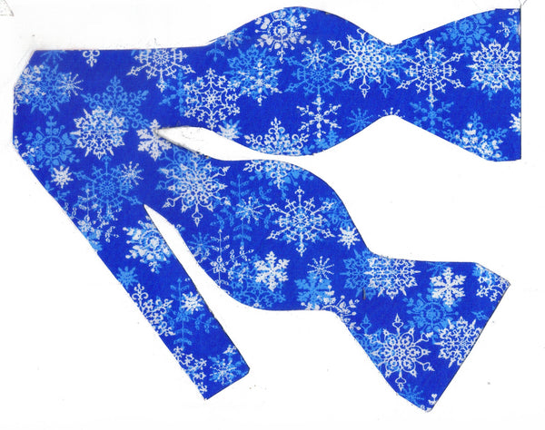 Christmas Bow tie / White Snowflakes on Blue / Self-tie & Pre-tied Bow tie - Bow Tie Expressions