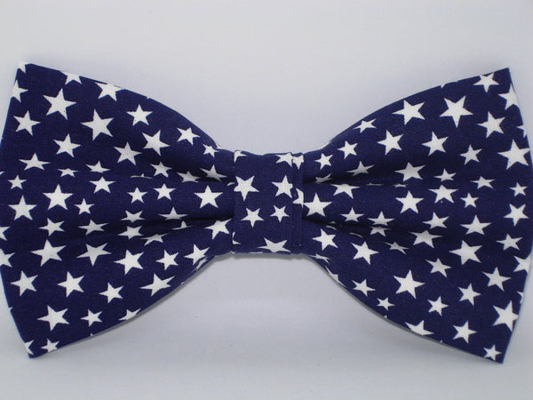 Super Star Bow tie / White Stars on Navy Blue / Self-tie & Pre-tied Bow tie