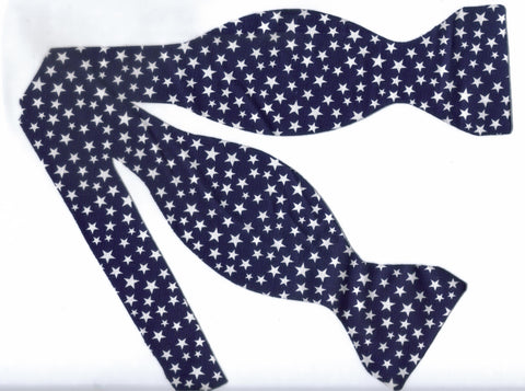 Super Star Bow tie / White Stars on Navy Blue / Self-tie & Pre-tied Bow tie - Bow Tie Expressions