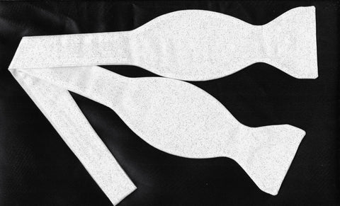 Sparkling White Bow tie / Solid White with Metallic Silver / Self-tie & Pre-tied Bow tie