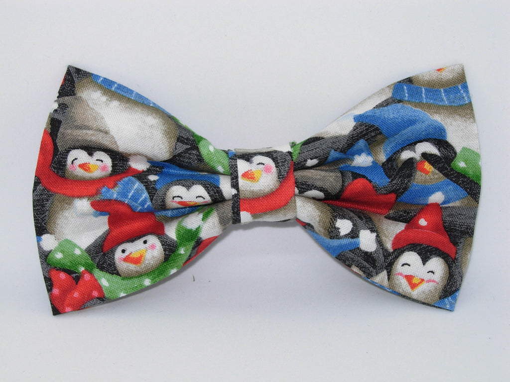 Christmas Bow tie / Happy Winter Penguins / Pre-tied Bow tie
