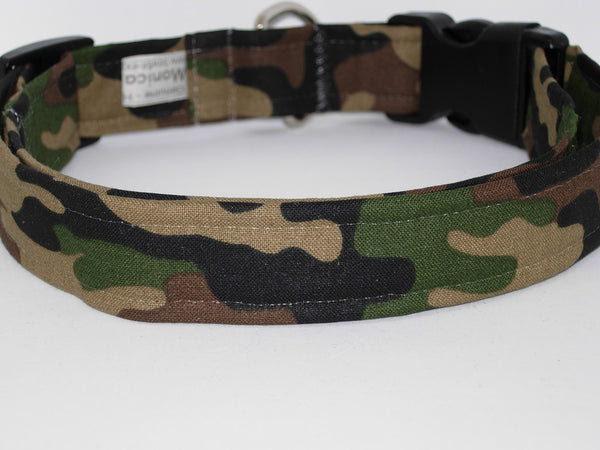 Hunter Camo Dog Collar / Woodland Camo / Deep Woods Camo / Military Dog Collar / Matching Dog Bow tie